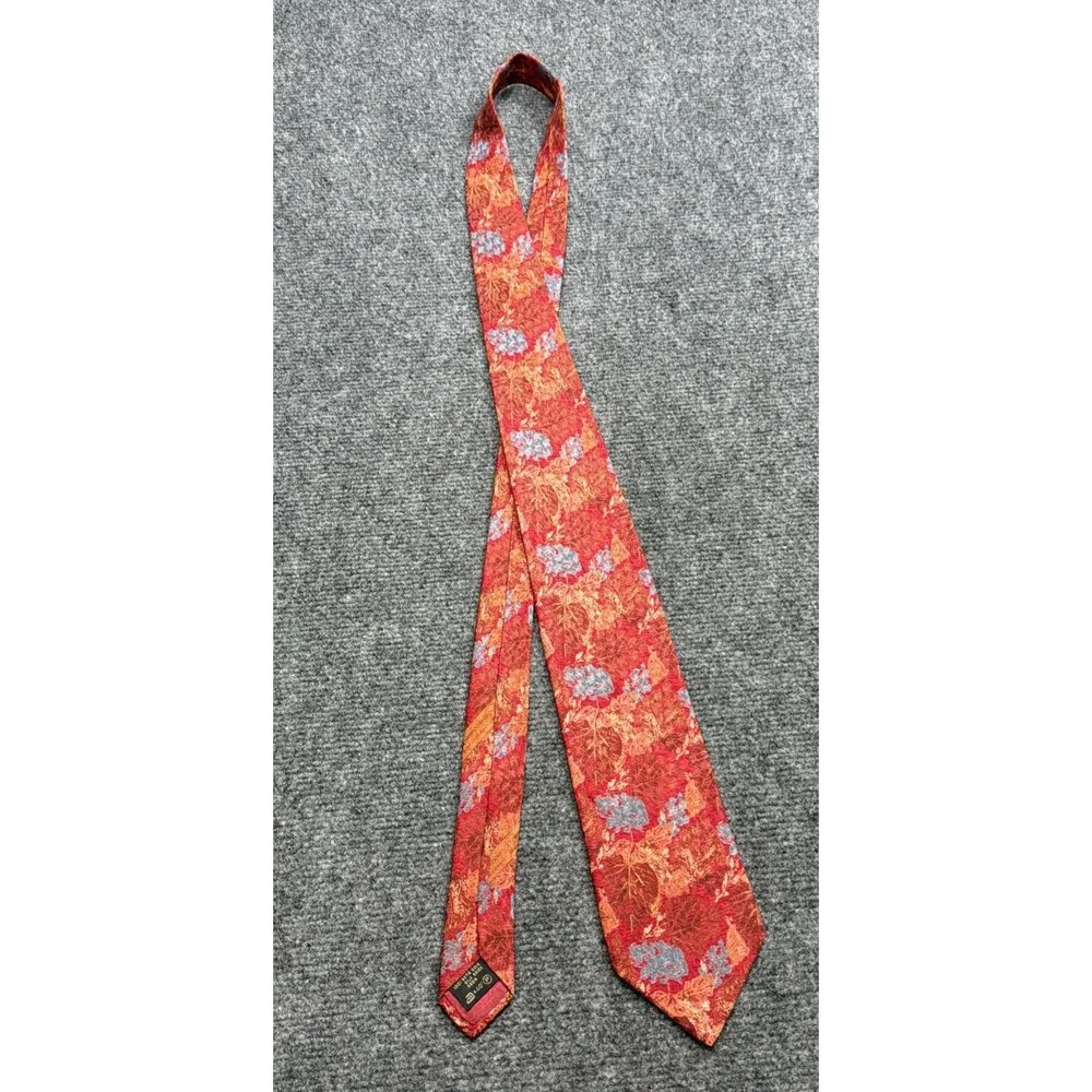 ERMENEGILDO ZEGNA Current 100% Silk Necktie Floral Motif Wedding Formal Menswear